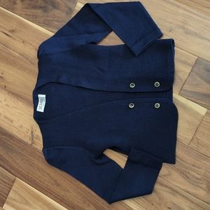 Small Navy Blue Knit St. John Open Front Cardigan Light Sweater Cover Up
